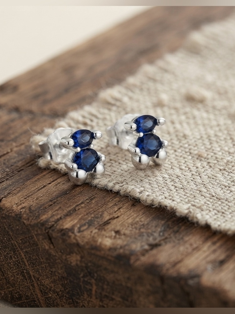 Elegant Silver and Blue Stud Earrings small sterling silver 925